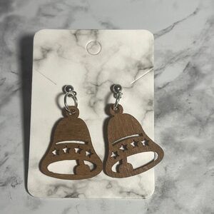 Handcrafted Wooden Bell Earrings with Silver Ball Posts and Butterfly Backs